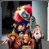 2D Creepy Killer Clown Banner, Spooky Halloween Garage Door Background