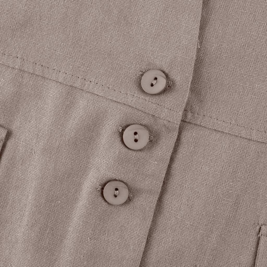 Vintage Vest Summer Deep V-Neck Solid Casual Sleeveless Tank Tops Cotton Linen Thin Outerwear Vest Coat