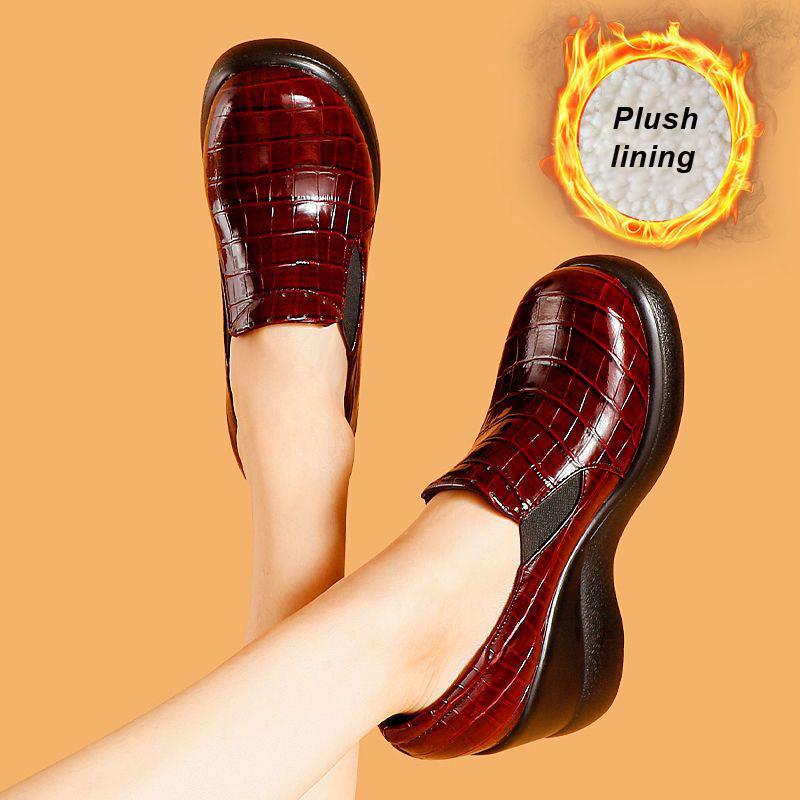 

Большой размер 32-43 Яркие клинья Кроссовки на платформе Женские Микрокожа Трещины Мокасины Осень Повседневные Слипоны Офисные Ботинки Челси 42