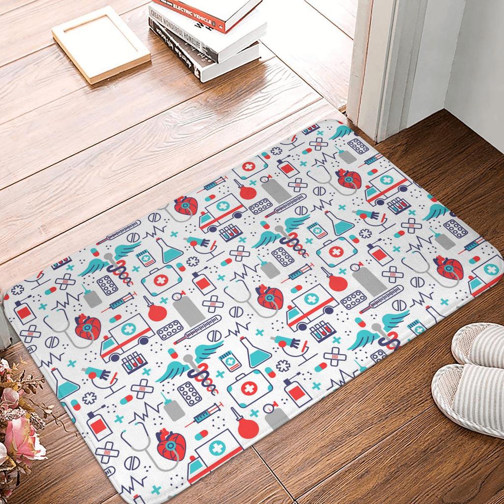 Cartoon Doctors Nurse Door Floor Bath Mats Anti-Slip Indoor Nursing Medical Pattern Doormat Garden Entrance Rug Carpet Footpad