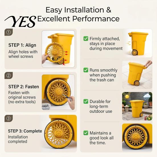Outdoor Trash Can Accessories Rim Cover, Modern Decorative Wheel Spider-Spoke Residential Upgrades Style Accessory for Standard Garbage Bin