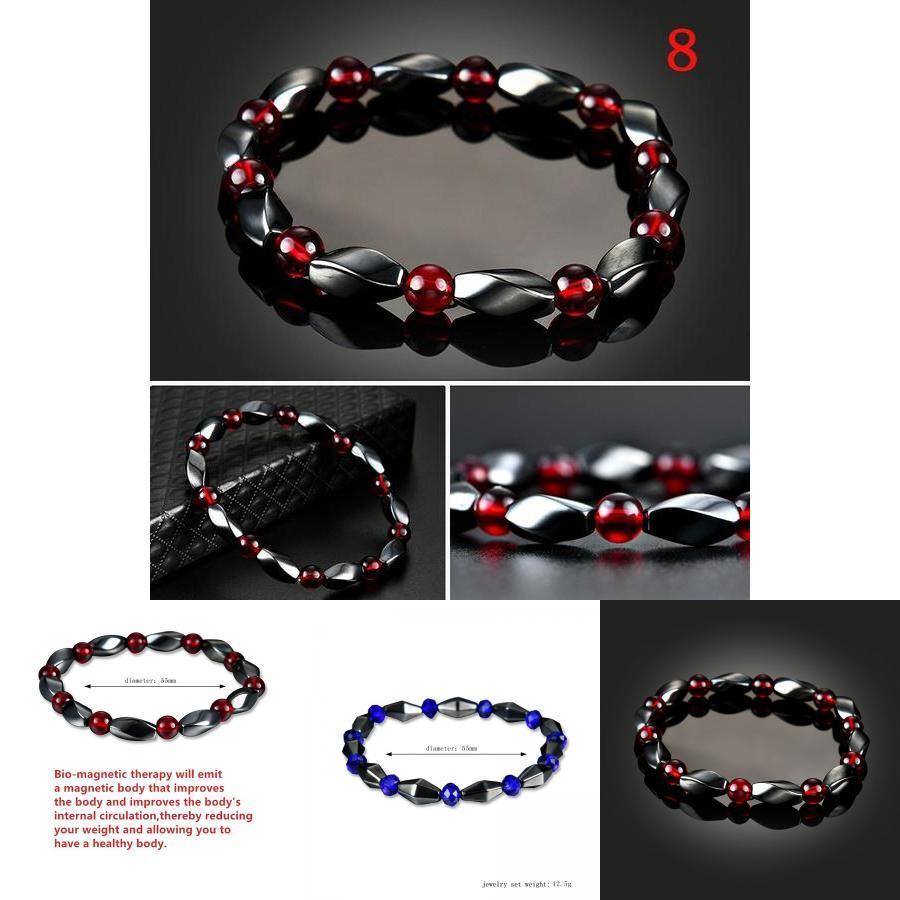 Elegant Weight Loss Round Black Stone Magnetic Therapy Bracelet For Health Care