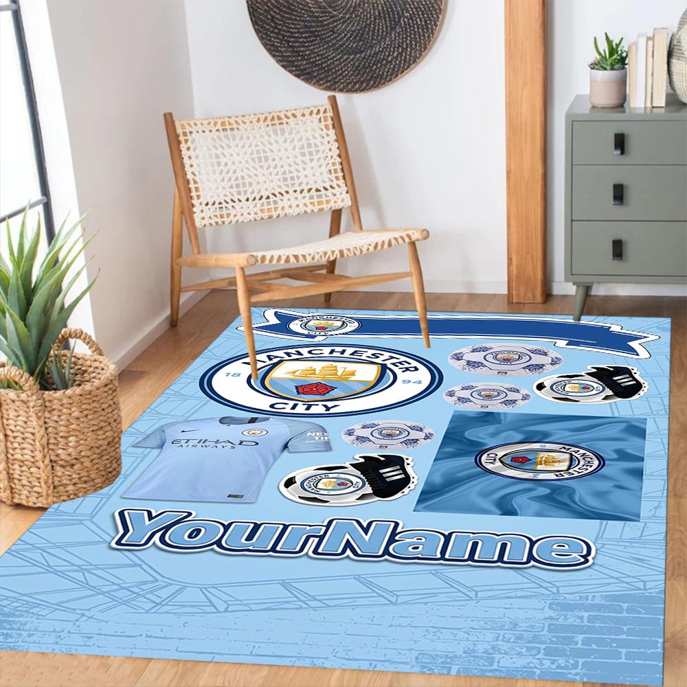 Manchester City Customize Your Name Carpet Perfect for Outdoor Kitchen Entryway Foyer Antislip Carpet Anime Office Decor Best for Christmas