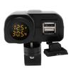Motorcycle Dual USB Voltmeter Charger MultiFunction Temperature Meter with Waterproof Cover