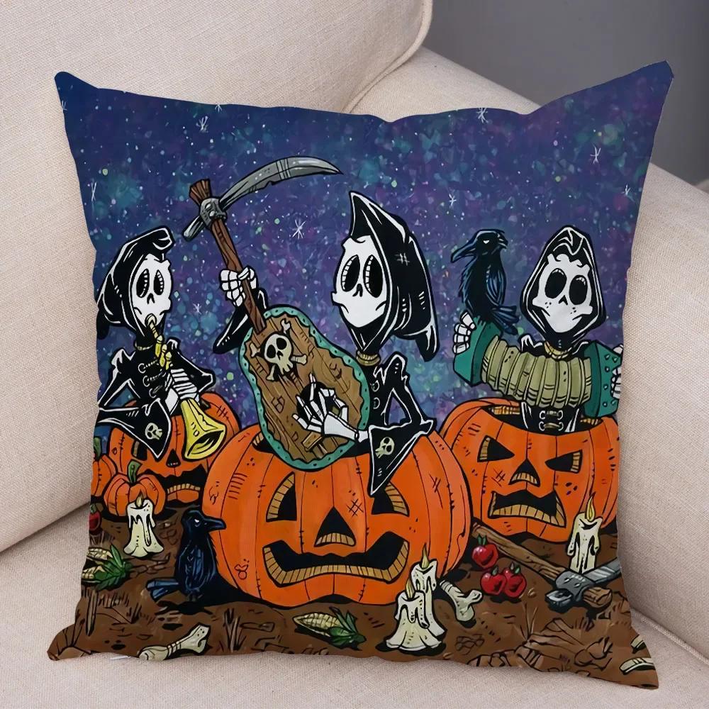 Capa de Almofada de Desenho Animado Fofa Colorida Caveira Fronha Carro Sofá Decoração para Casa