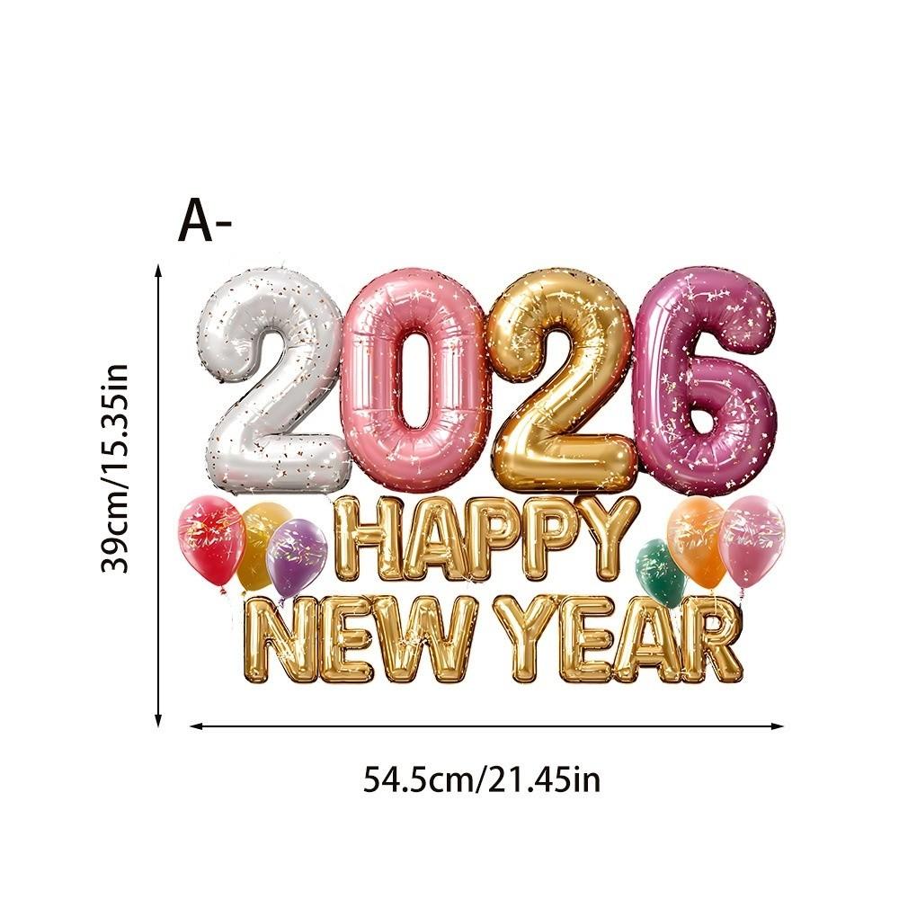 Self Adhesive Festival Party Sticker 2026 New Year Electrostatic Glass Sticker Window Decoration