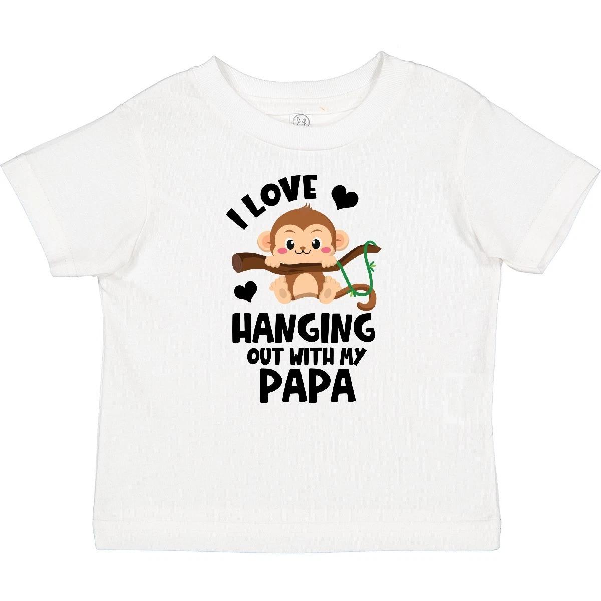 Inktastic Monkey I Love Hanging Out With My Papa Baby T-Shirt Dad Adorable Tees 130