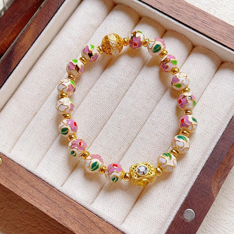 

Handmade copper tire cloisonné enamel high-temperature burning blue Year of the Dragon bracelet girl