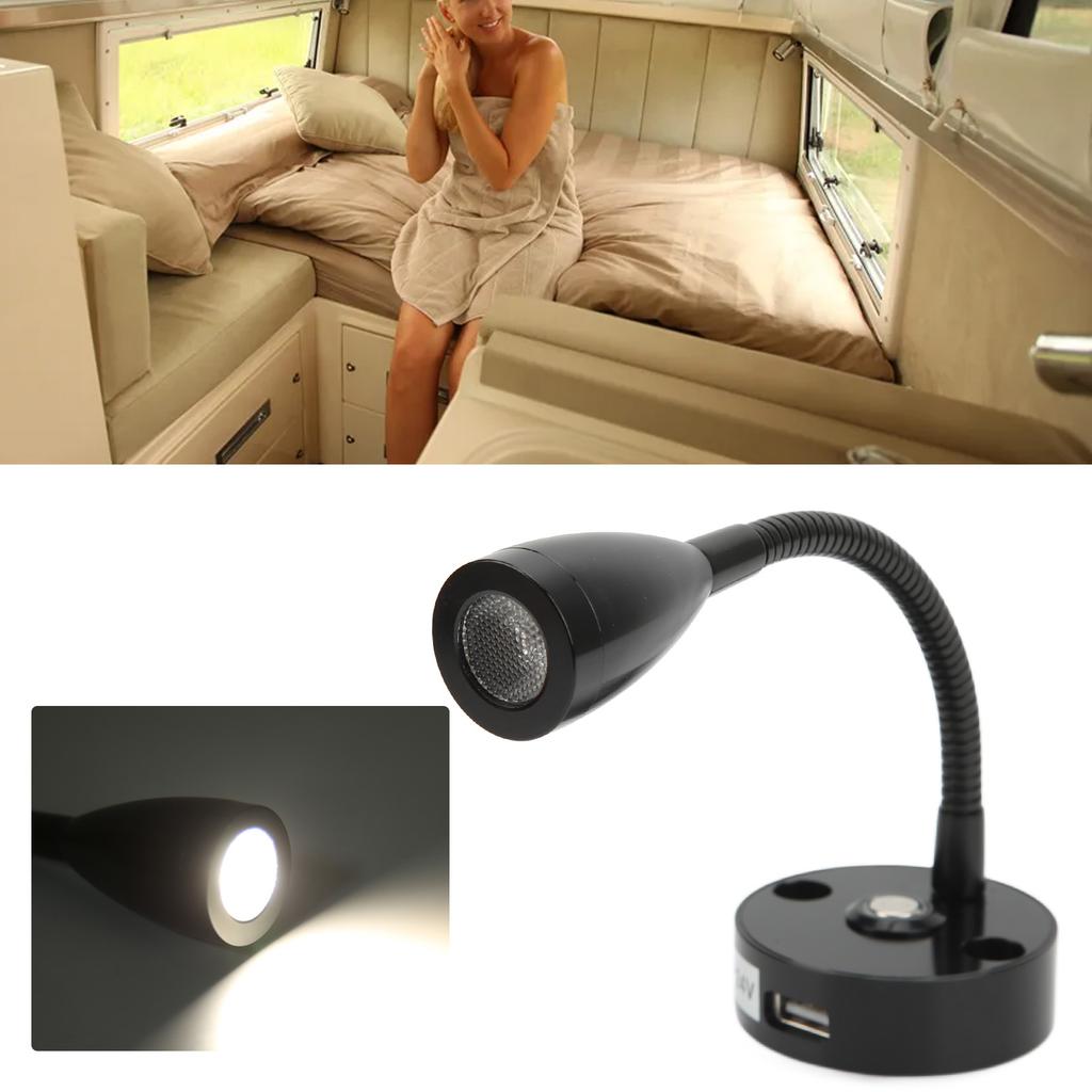 RV Rding Light Flexible Neck 3 Color Light 1224V 3W USB Rechargable   for Yachts Boats