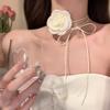 Kamelie Faux Perle Damen Halskette Vintage Französisch Hypoallergen Verstellbar Mädchen Faux Perle Blume Choker Halskette Modeschmuck