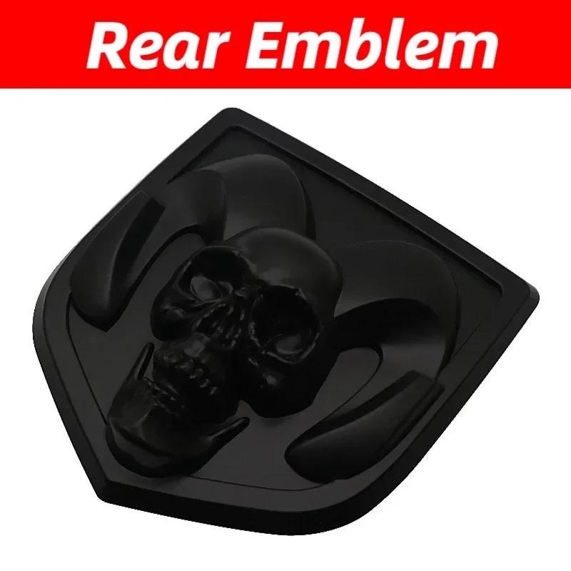 GXP1  Car Front Badge Tailgate Emblem for Dodge Ram 1500 2500 3500 HeavyDuty BigHorn 2010-2018 Skull ABS Car Sticker Pickup Decoration