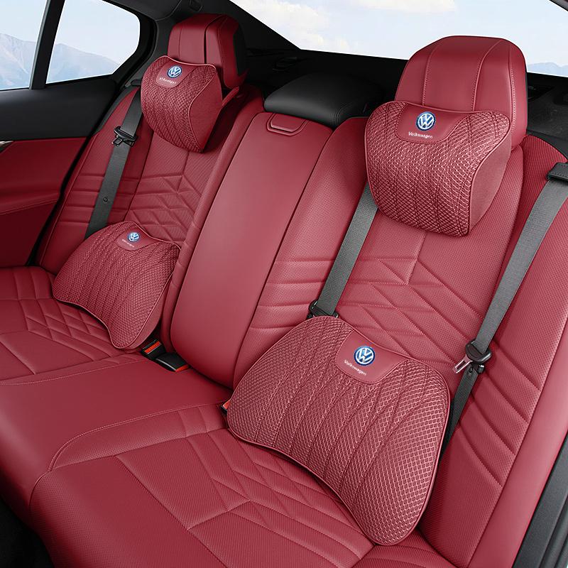 Volkswagen leather headrest ice silk breathable fabric for VW Golf 8 id3 T-roc Passat B8 GTI neck pillow cushion seat cushion