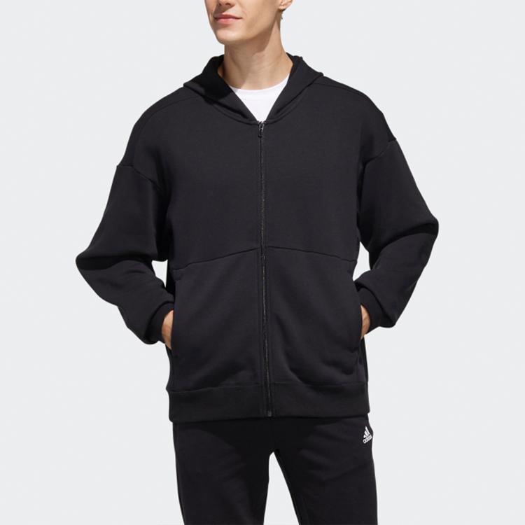 Adidas S2S Mikina na zip s kapucí Pánské bundy Černá ED2008