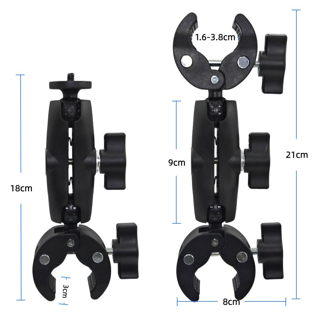 Crab Super Clamp Double Clip Camera Bracket For Dji Action6 5Pro GoPro Insta360 X5 Motorcycle Bicycle Handlebar Mount Accessory