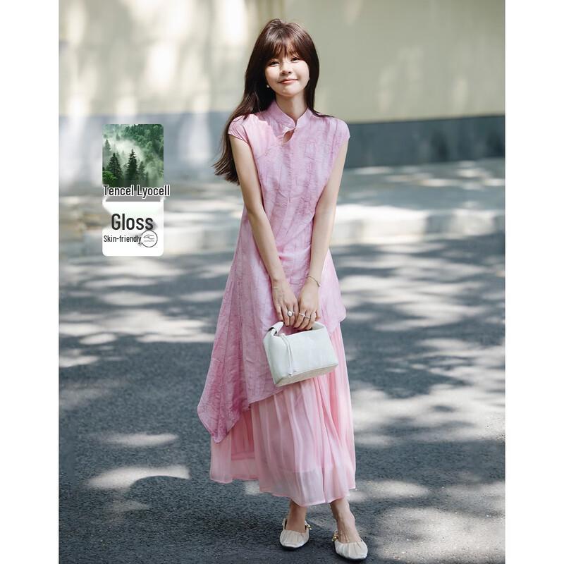 New Chinese Style Cheongsam Lyocell Dress M
