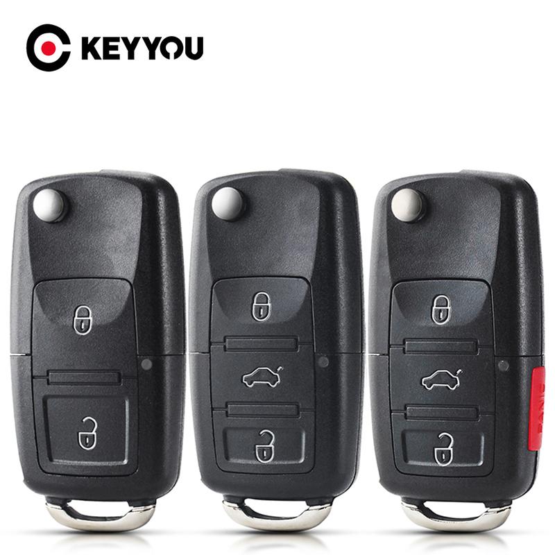 KEYYOU 2/3/4 Buttons Remote Flip Folding Car Key Shell For VW Volkswagen MK4 Bora Golf 4 5 6 Passat Polo Bora Touran Case