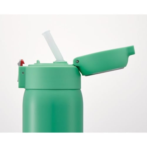 Skater Straw Mug Bottle, 350ml, Insulated Stainless Steel Water Bottle, Disney Mickey Mouse Green World, One-Touch Open, STOT3ST-A