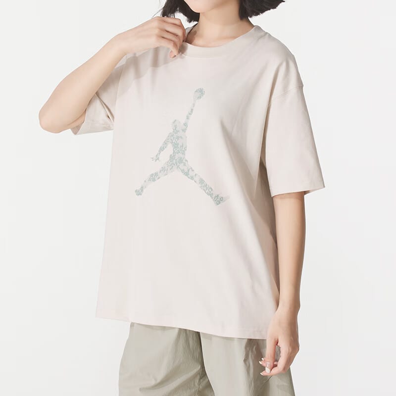 Jordan T Shirts Women's Beige Crew Neck Moderate HV0199-104