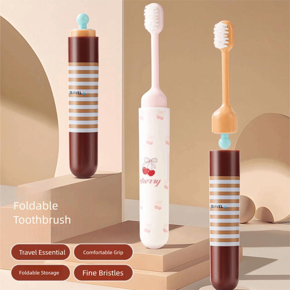 2-IN-1 Travel Toothbrush Set Foldable Mini Toothpaste Tube Storage Box Portable Soft Bristled Folding Toothbrush Dispenser
