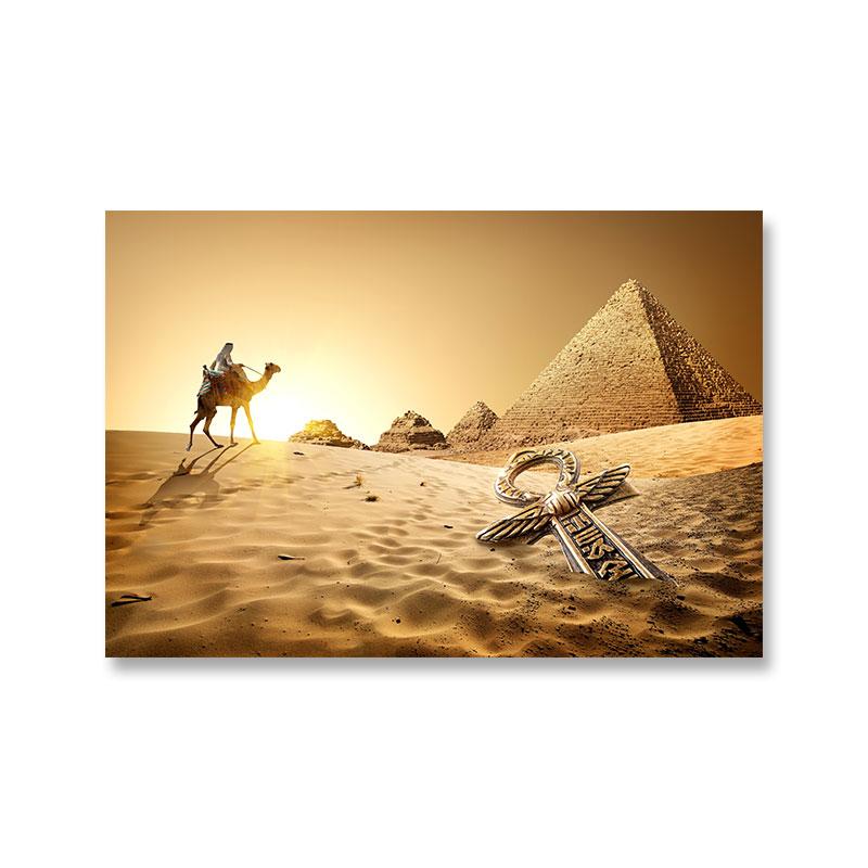 Desert Camel Canvas Painting Animal Wall Pictures Landscape Egyptian Pyramids Nile Posters for Living Room Wall Decor Cuadros
