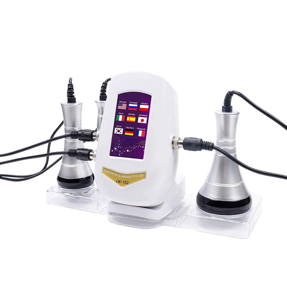 40KHz 3-in-1 Ultrasonic Cavitation RF Beauty Device with Stand - Body Shaping, Facial Tightening & Lifting Massage Machine
