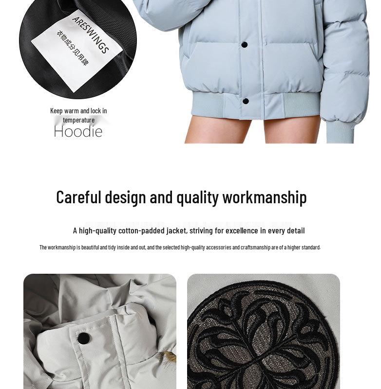 ARES Retro Embroidered Men's Winter Coat with Detachable Fur Collar