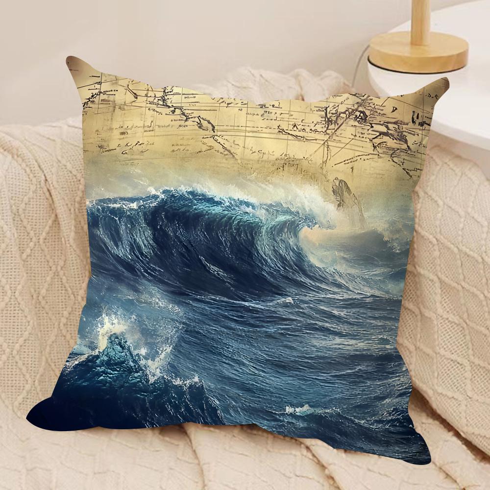 The Retro Age Of Navigation Cushion Cover Silky Short Plush Invisible Zipper Dustproof Sofa Pillow Case For Home Decor