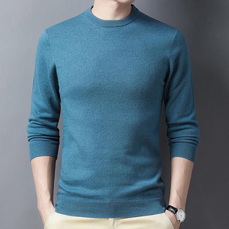 Spring and Autumn Men's Pure Wool Sweaters, Round Neck Bottoming Shirts, Business Casual Sweaters for Men