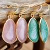 Bohemian Natural Stone Rose Quartz Amazonite Dangle Earrings Women's Trendy Exquisite Summer Holiday Handmade Zircon