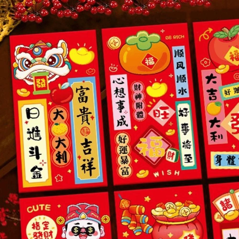 6pcs Gold Stamping Horse Year 2026 Red Envelope Cartoon Pattern Money Envelope  Gift Giving