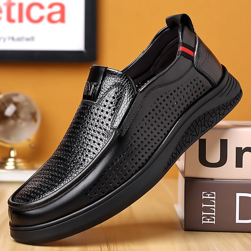 

Hy dragonfly повседневная кожаная обувь мужская кожаная летняя дышащая обувь на одной педали для ленивого вождения мягкая подошва нескользящая обувь для папы 44