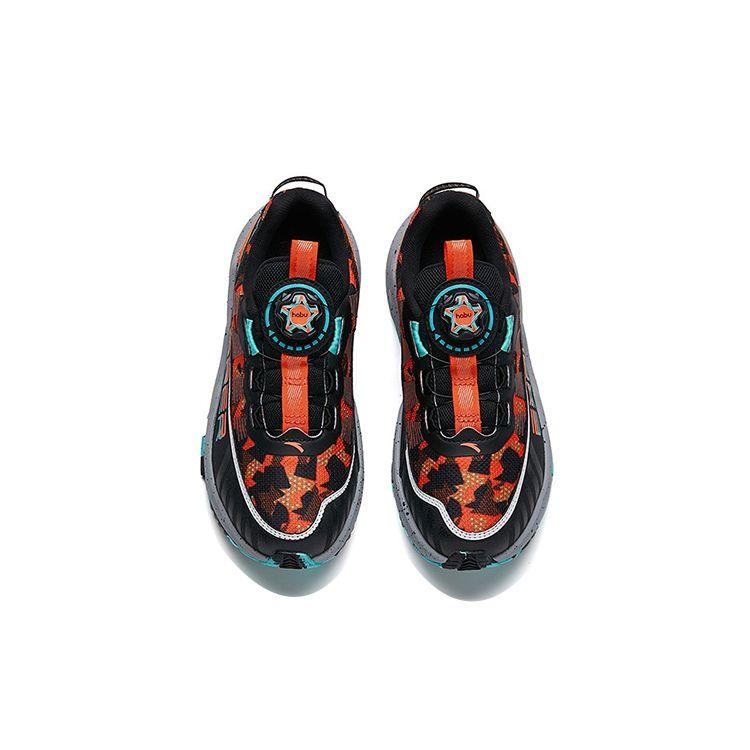 Anta Kids Velcro Thick Sole Casual Non-Slip Shock Absorbing Wear-Resistant Low-Top Running Shoes Kids Sneaker Black Orange 312215577-5