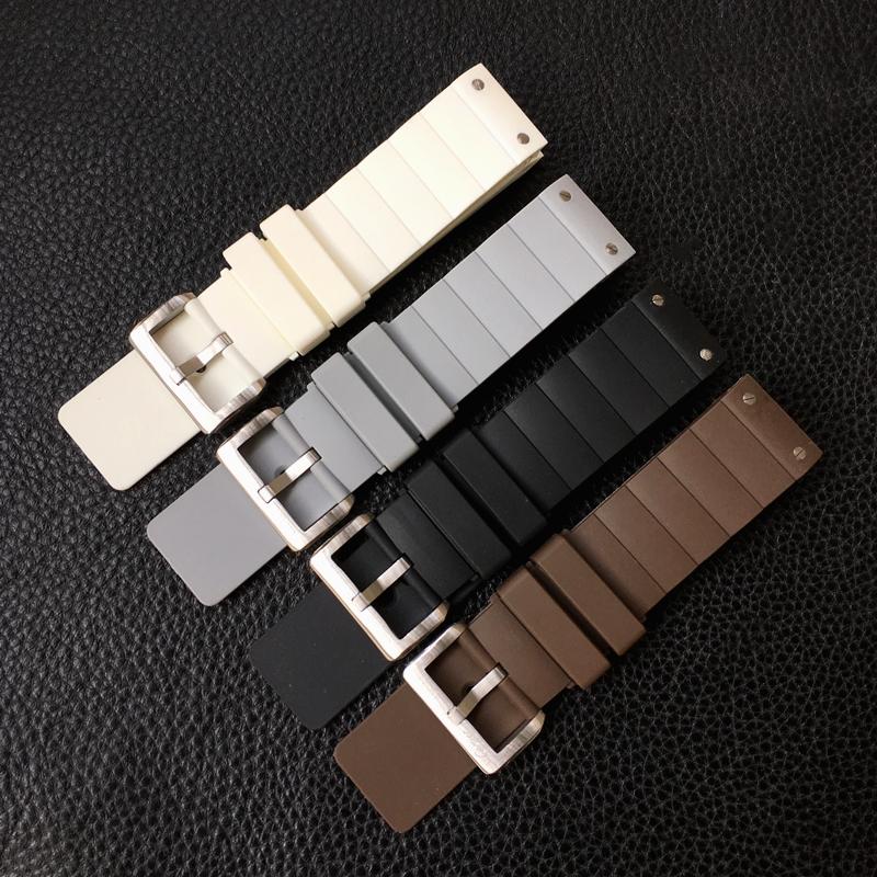 23mm Schwarz Braun Weiß Grau Gummi Silikon Uhrenarmband Für Cartier Santos Tank Nadel Schnalle Armbanduhr Armband Armbänder herren