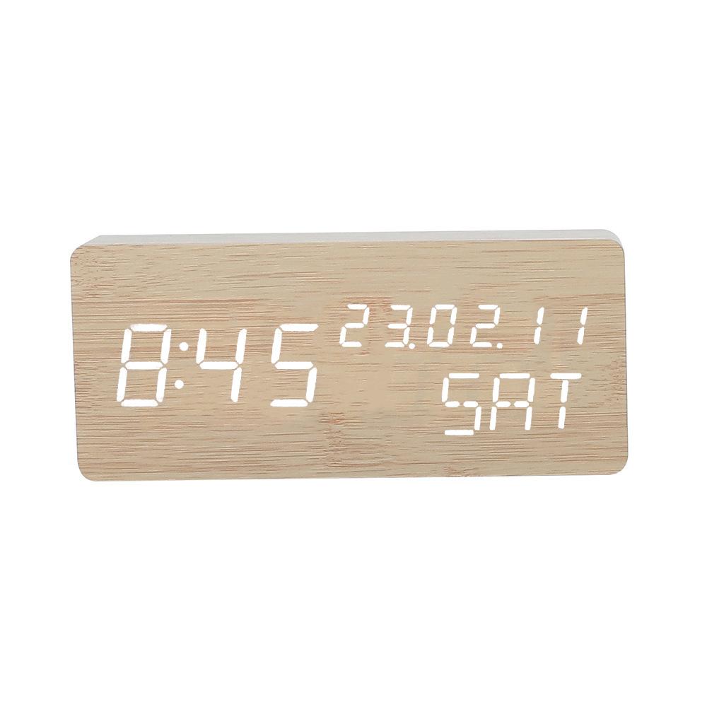 Creative Wood Clock Perpetual Calendar Lazy Wood Silent Alarm Clock Gift Clock Digital Alarm Clock Screen Printing