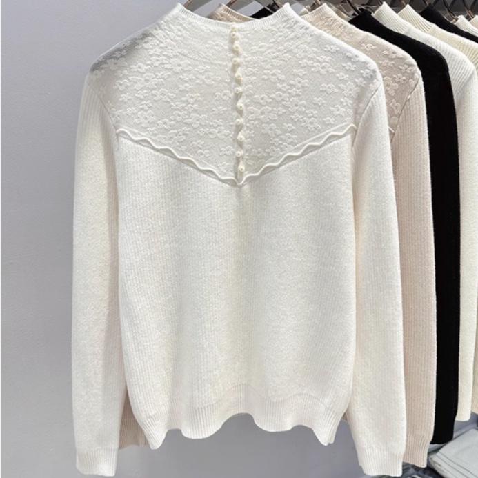 Fleece and Thickened Sweater for Women Solid Color Casual Half Turtleneck Knitted Sweater Loose One-piece Fleece Warm Pullover for Autumn and Winter