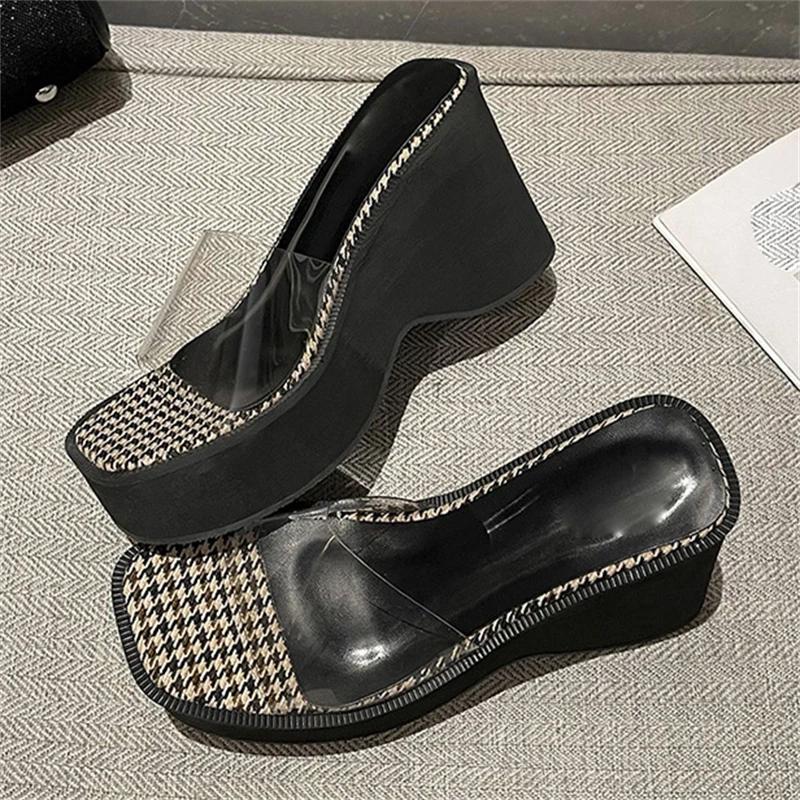 Fashion Eilyken Summer Street Style Platform Wedges Women Slippers Fashion PVC Transparentm Heels Shoes Zapatos De Mujer