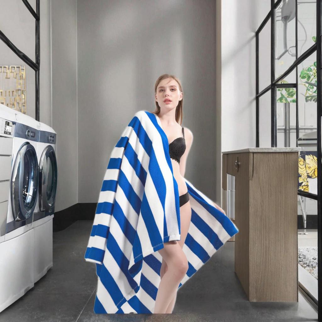 High Quality Tropical Eco-friendly Compressed Quick-Dry Antimicrobial Cotton Beach Towel Black/Grey/White Striped Pool Bath