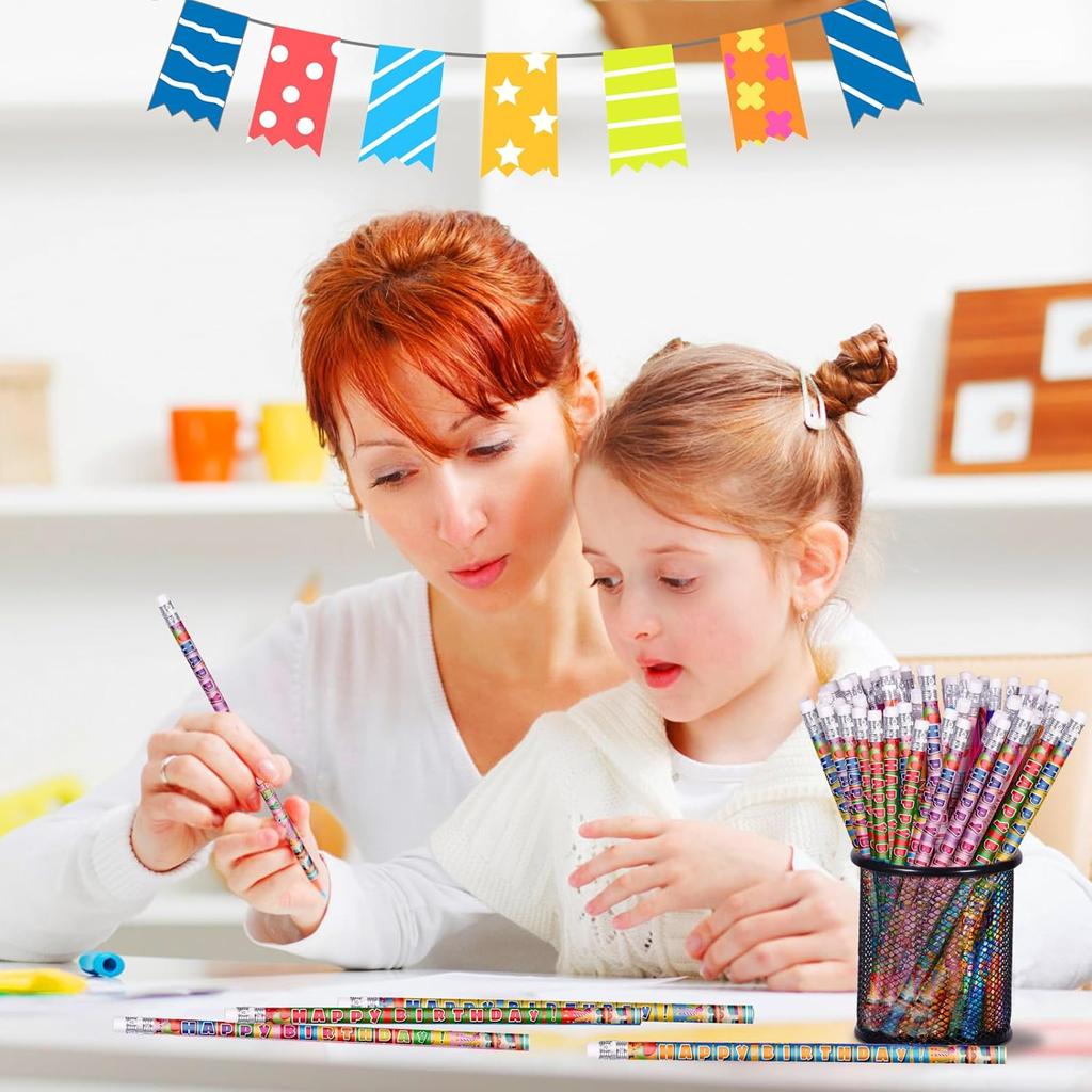 Birthday Pencils Happy Birthday Pencil for Students Birthday Pencils with Erasers Birthday Pencils for Teacher Classroom Birthday Party Supplies, 6
