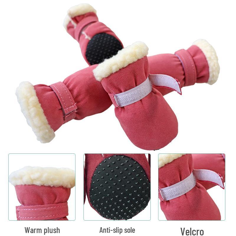 Fleece-Lined Pet Snow Boots: Soft-Soled, Non-Slip, Warm Slippers for Dogs