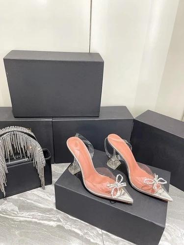 Fashion 2025 Sunflower Rhinestone High Heels Pointed Toe PVC Transparent Butterfly Rhinestone Sandals Baotou Women's Shoes