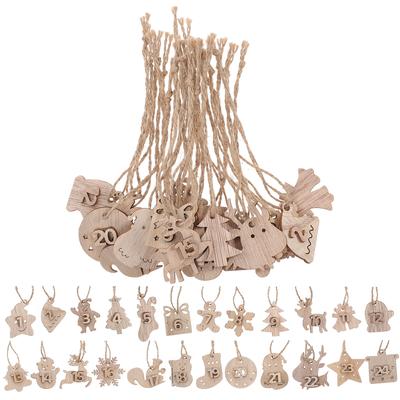 1Set Xmas Calendar Wooden Pendants Christmas Hanging Calendar Tags DIY Outdoor Indoor Xmas Tree Decor DIY Crafts Gift Tags