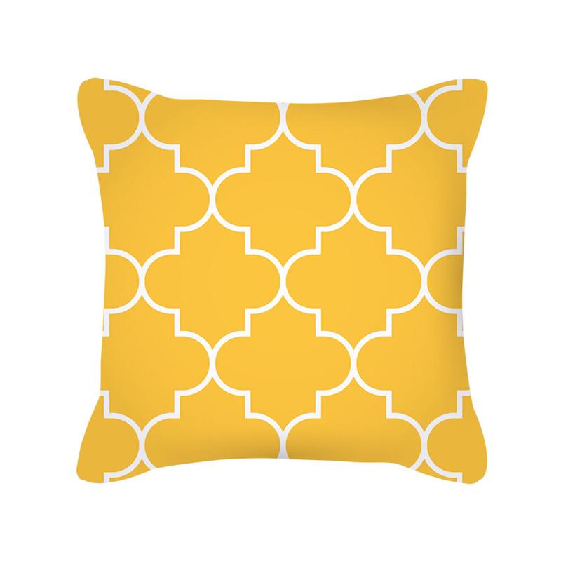 Yellow Geometric Stripe Sofa Cushion Cover Flower Pattern Decorative Throw Pillow  Nordic Style Home