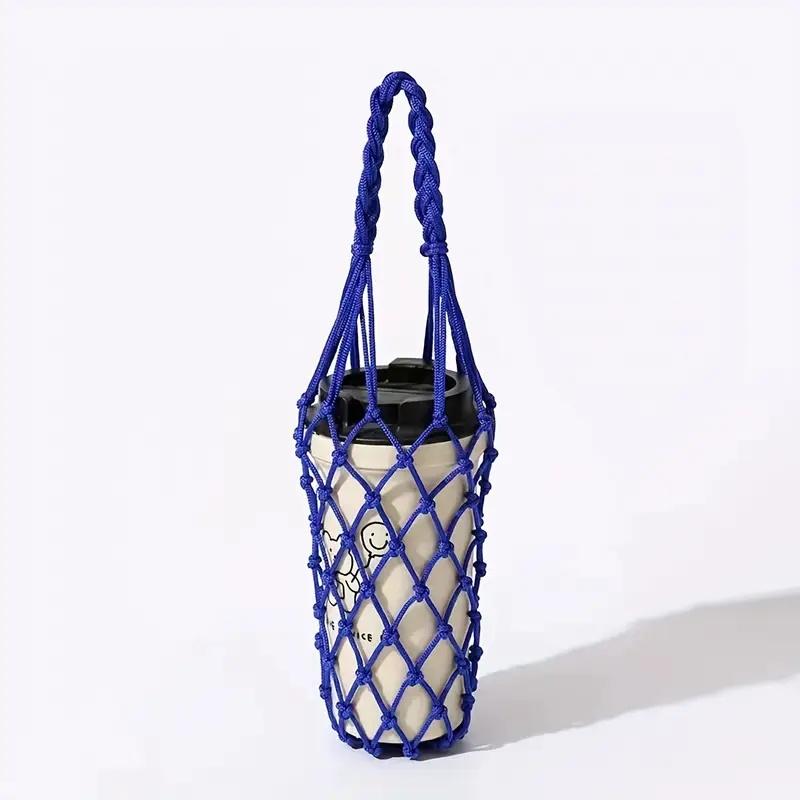 1pc Hand-Woven Net Bag Water Cup Drink Coffee Portable Bag Reusable Hand-Held Water Kettle Bag Bag Decorative Net Bag Storage