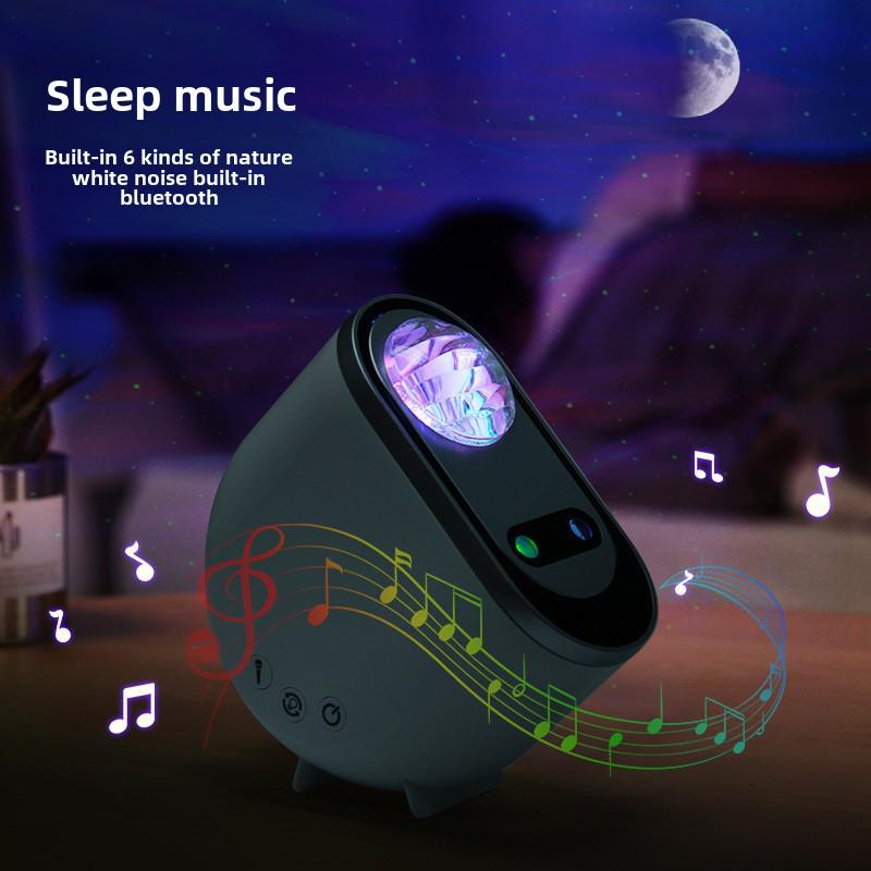 Northern Lights Bluetooth Starry Sky Projector: USB Rotating Lamp with Music and Remote Control for Indoor Atmosphere.