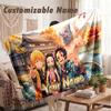 Custom Name Flannel Blanket,Demon Slayer Lightweight Warm Bed Blanket For Couch & Holiday Gift