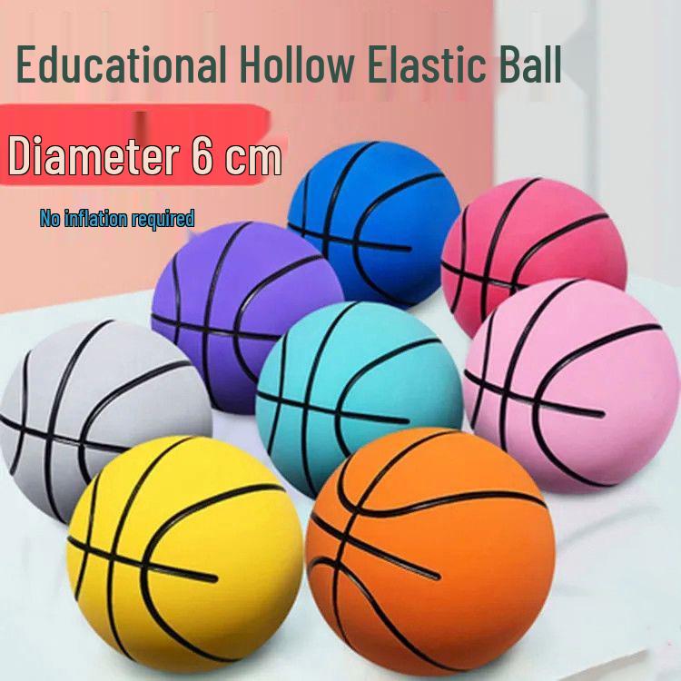 6cm Super Elastic Mini Rubber Basketball - Stress Relief Toy for Kids, No Inflation Needed Red and Yellow