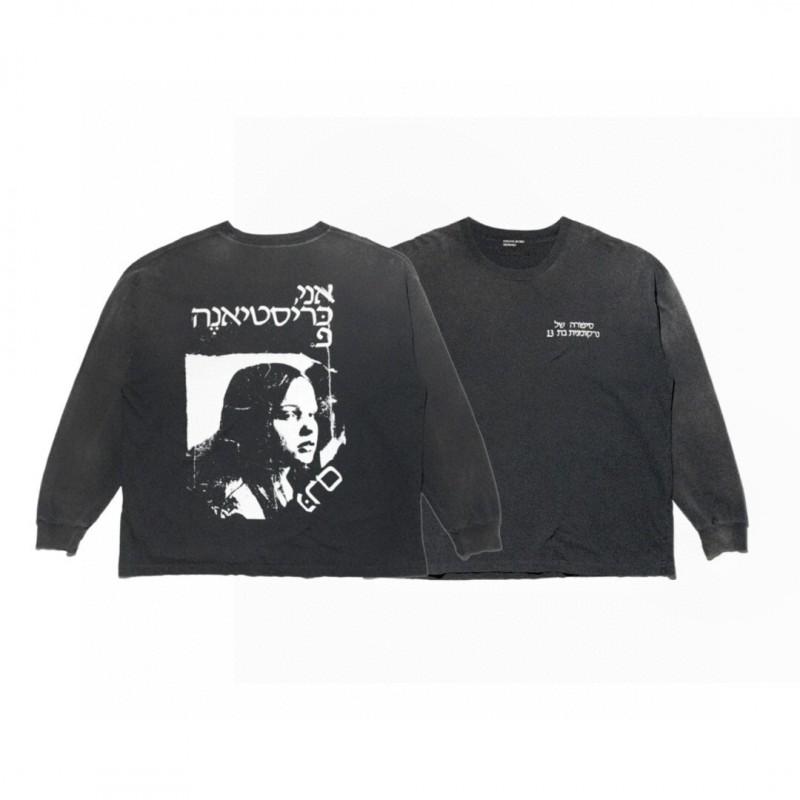Unisex Oversized Hoodie With Distressed Washed Cotton Print Streetwear Youth Fall