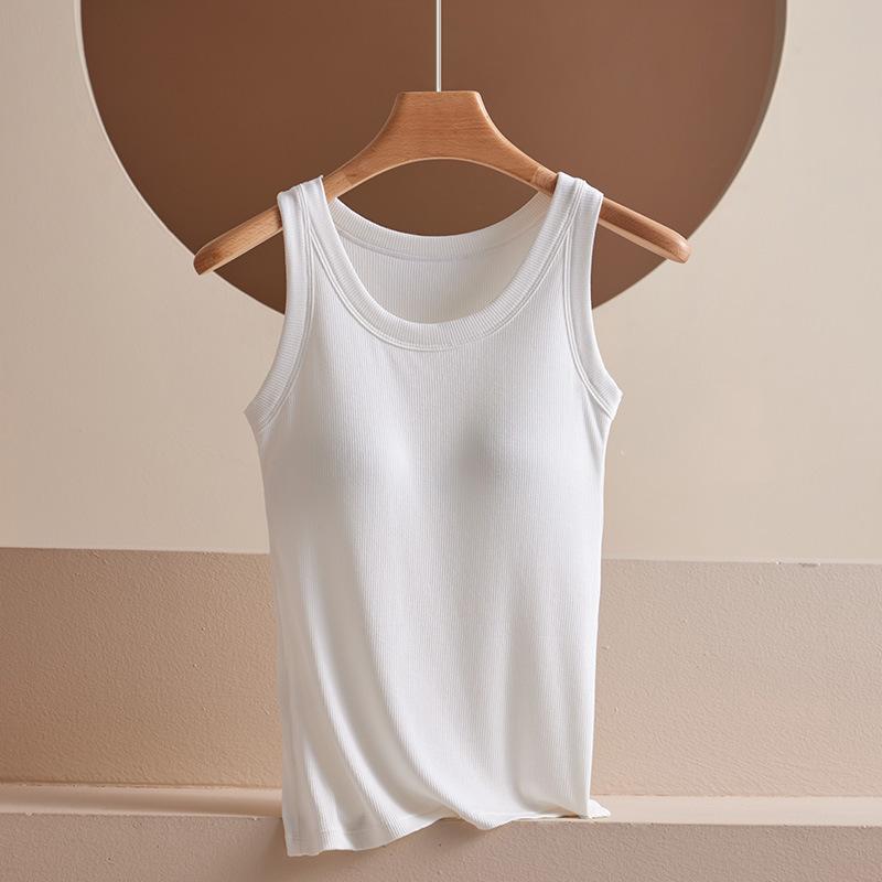 Modal Camisole Vest with Female Thread and Chest Cushion Integrated Thin Sleeveless Bottom and Long Outerwear Top