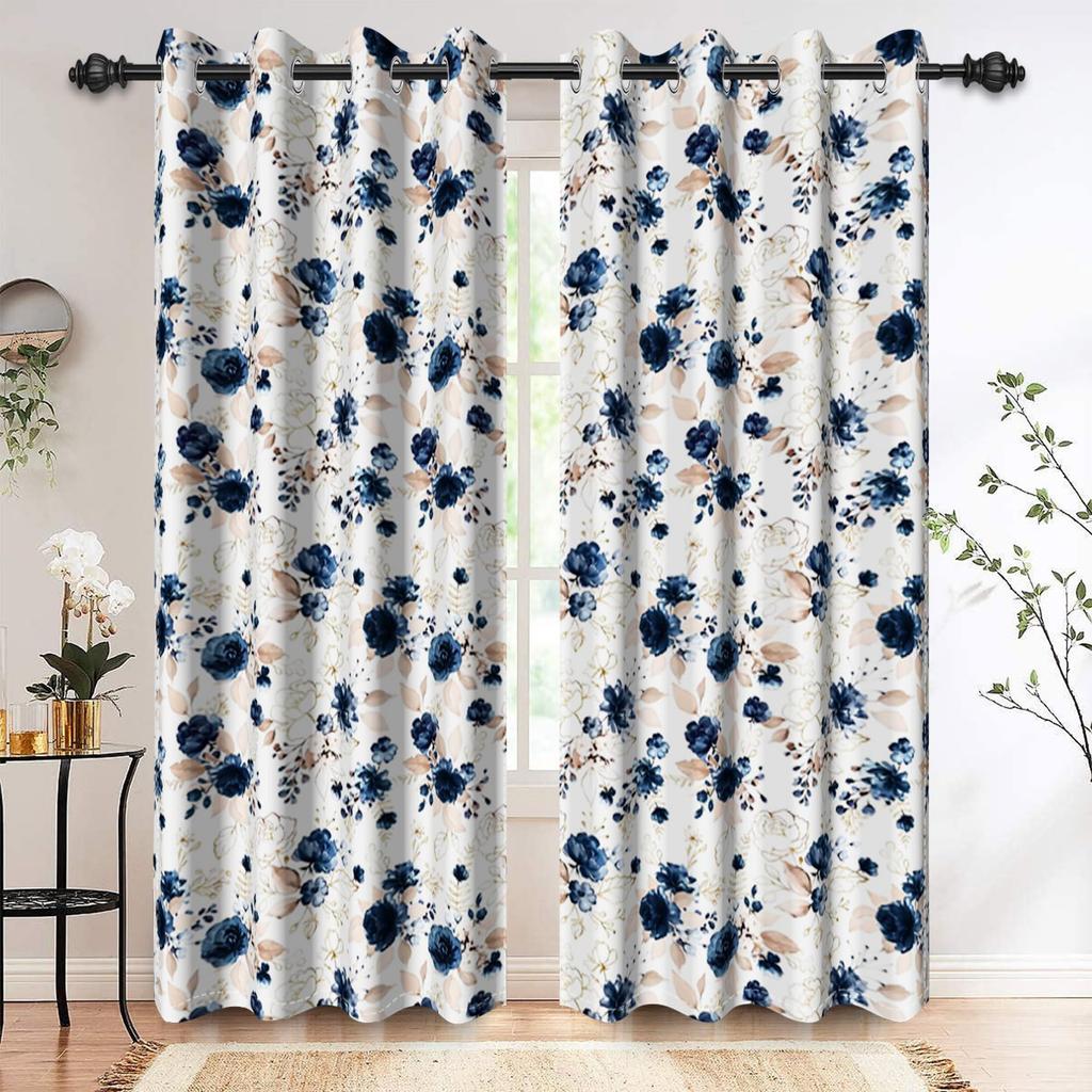 Botanical Floral Curtains Plant Peony Flowers Window Bedroom Thermal Insulated Living Room Drapes Curtain Light Blocking Polyester Ideal For