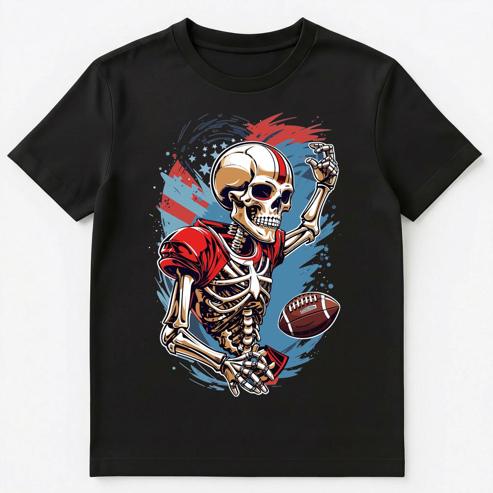 

Skeleton Playing American Football Abstract Graphic Unisex T-Shirt XL